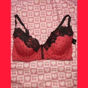 Rene Rofe Red & Black Polka Dot Lingerie Bra